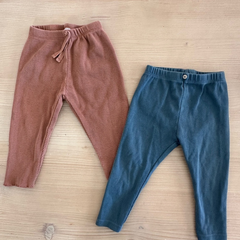 Zara Ribbed Pants Set - mauve and Blue